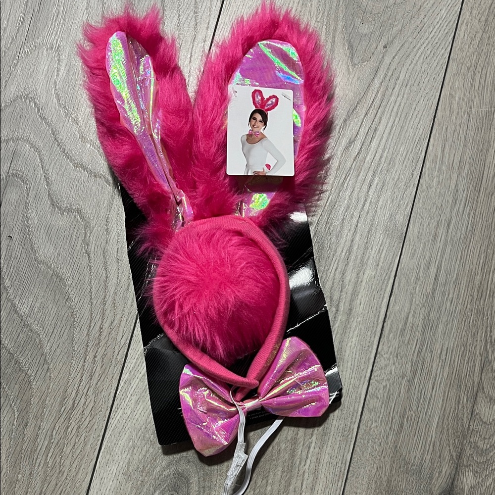 Pink Bunny Ears Headband with Bow NWT